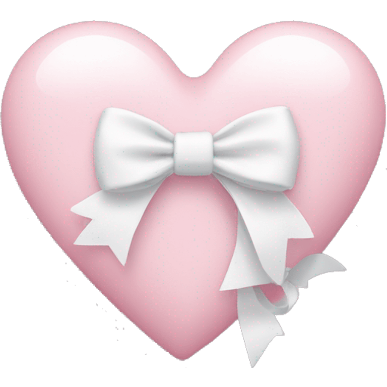 Pastel pink heart with white bow emoji