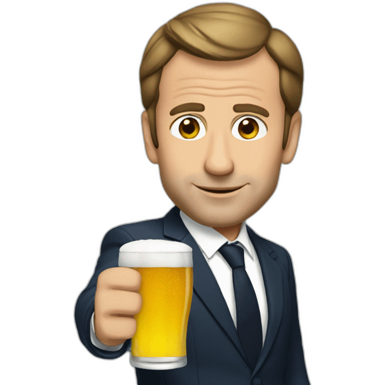 Macron drinking a beer emoji