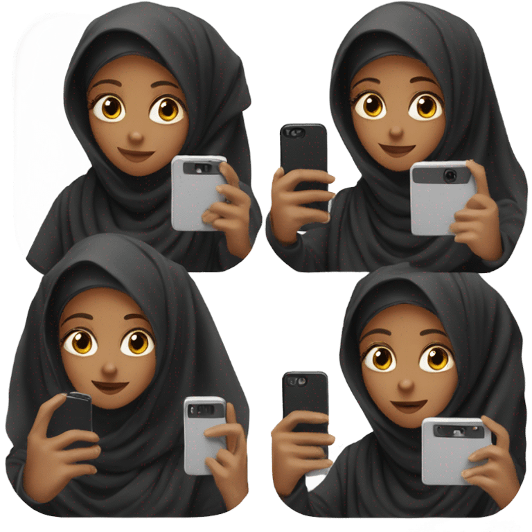 girl taking selfie with phone with black hijab emoji