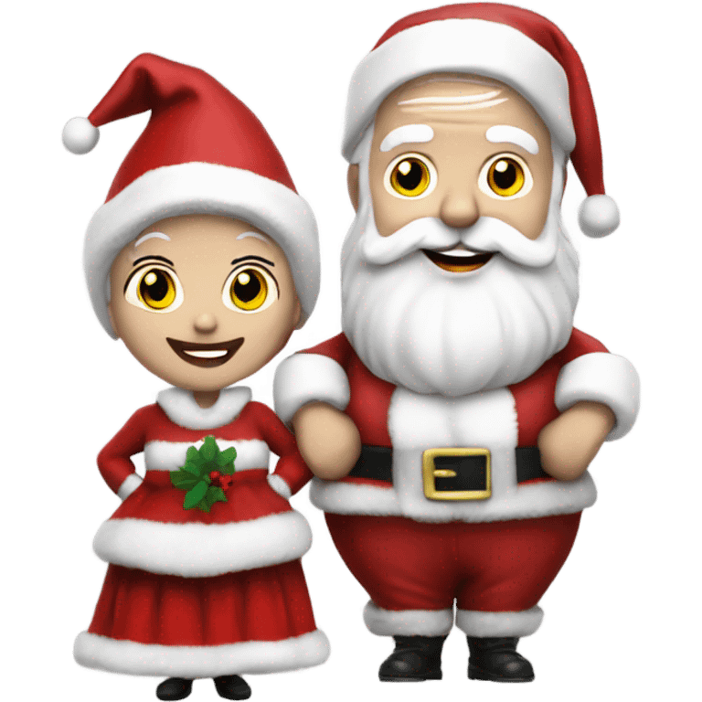 Photo Realistic pale Santa Claus and Mrs claus happy emoji