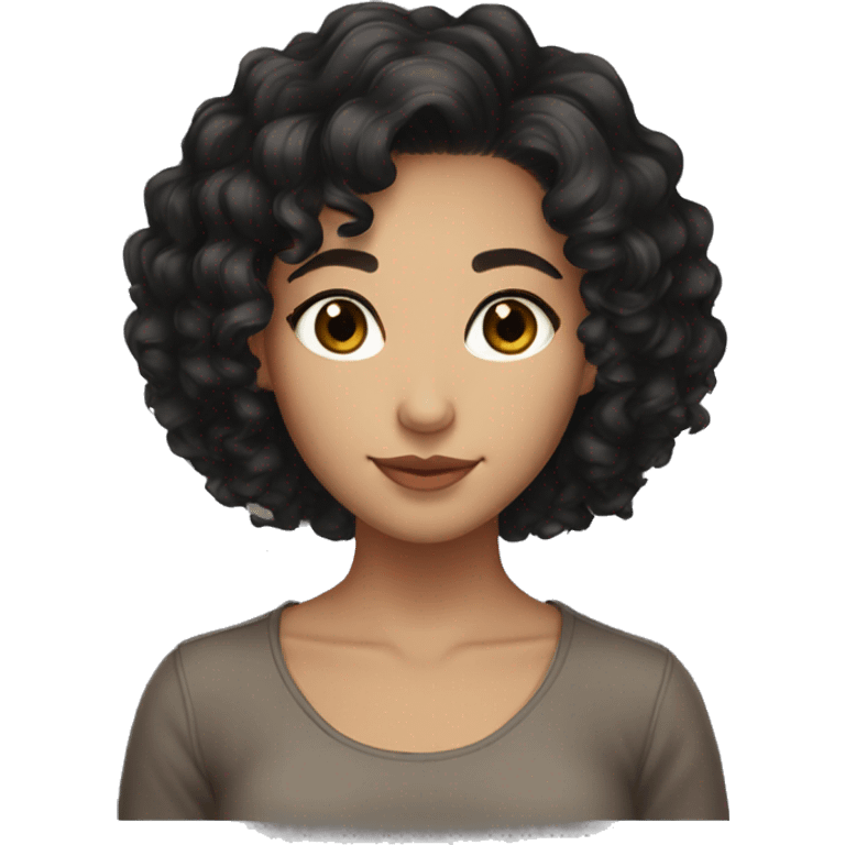 Beautiful girl,Black hair,curly hair,short hair,brown eyes,Chinese emoji