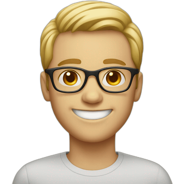 smiling white boy wearing glasses emoji