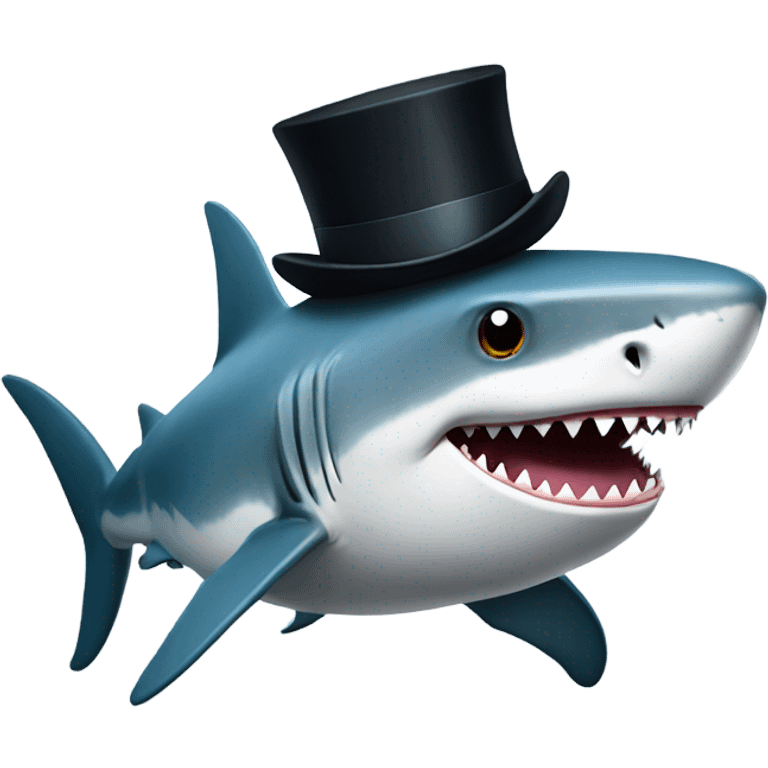 Shark with a top hat emoji