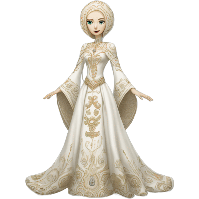 a white alien woman full body in Romanov dress emoji