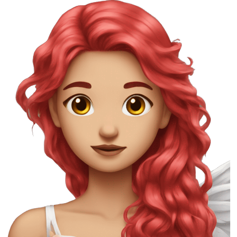 big wings, rose, Beautiful, fairy, red, long hair emoji