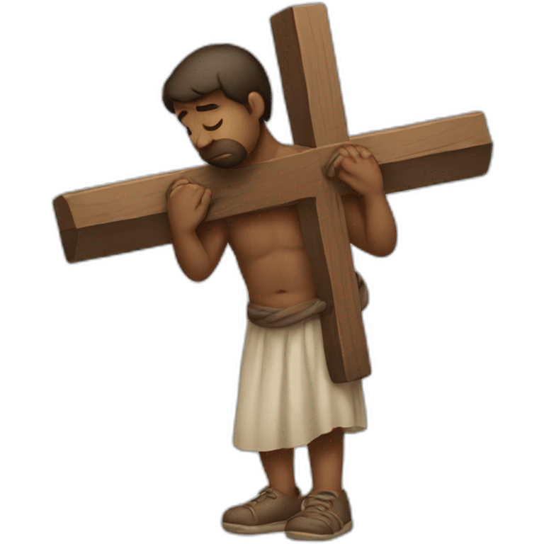 sad guy carrying a cross emoji