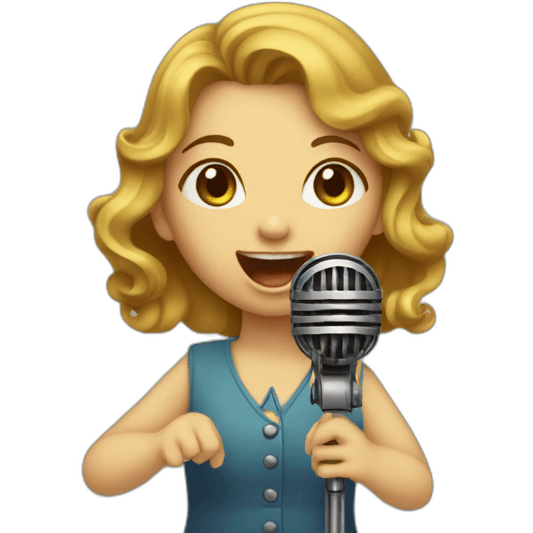 girl singing into vintage microphone emoji