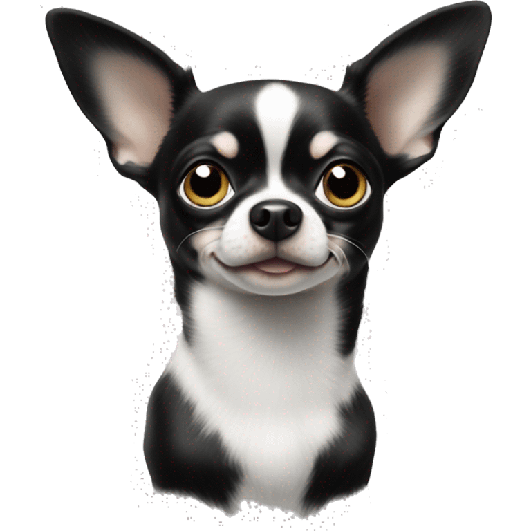 realistic black and white chihuahua staring at viewer emoji