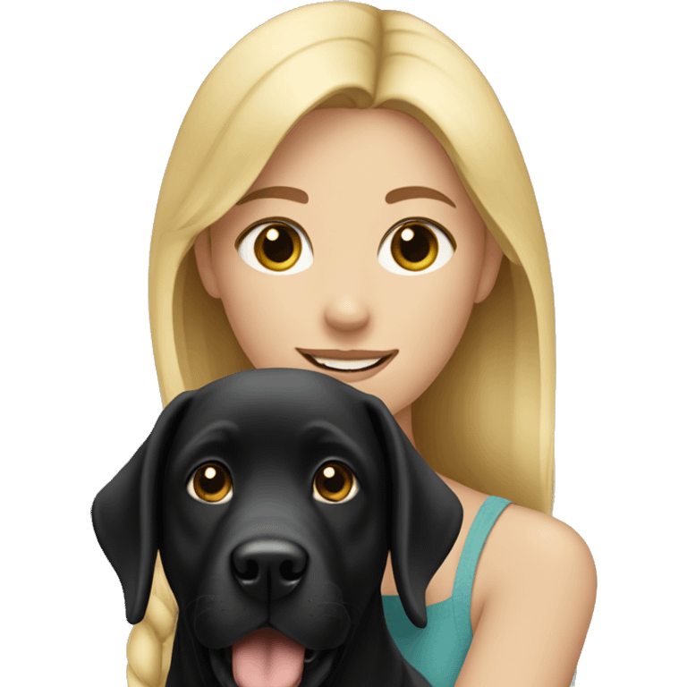 Blonde girl with black Labrador emoji