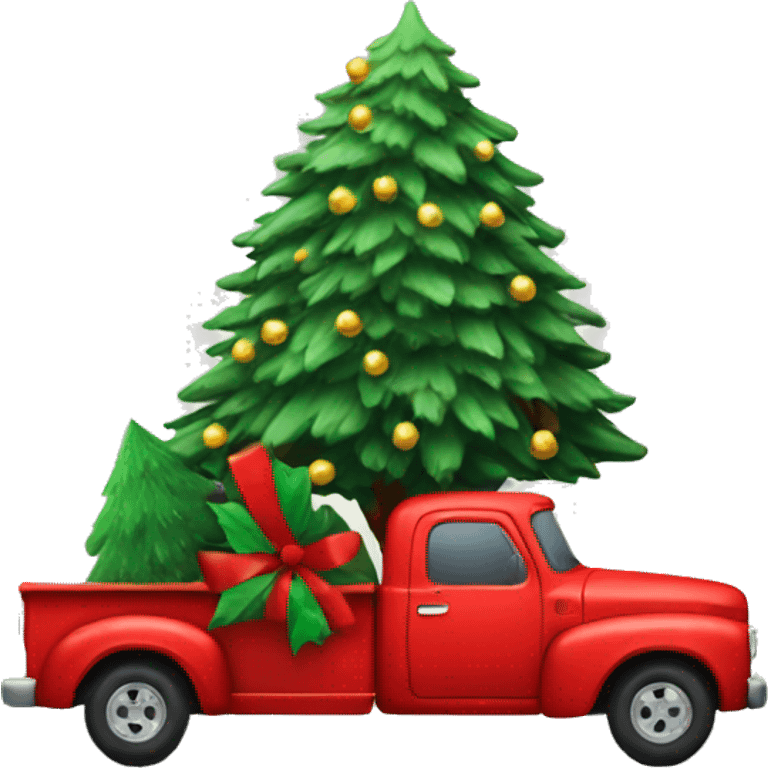 Red truck with Xmas tree  emoji