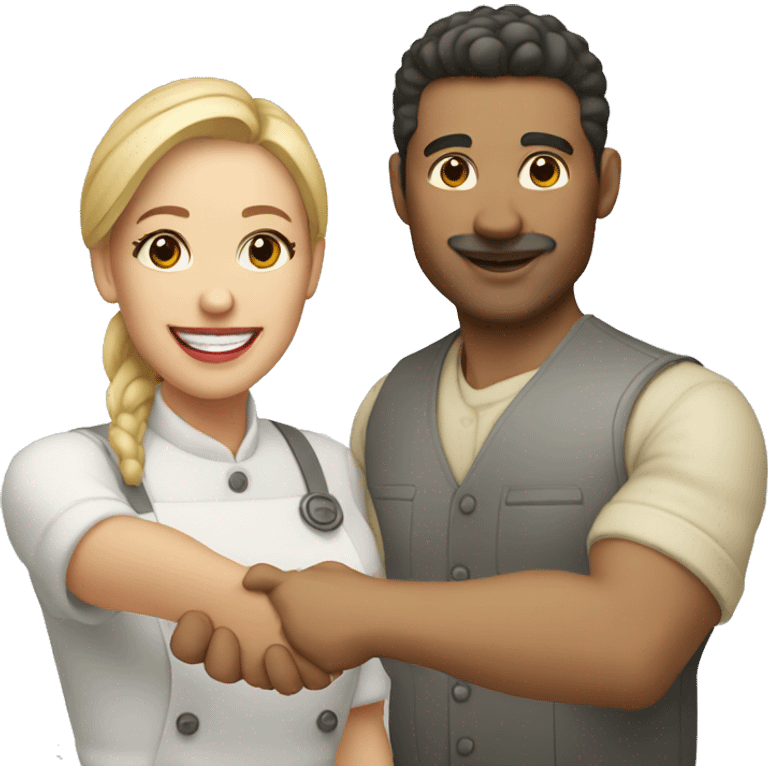 light-skinned restaurateur and blogger shake hands emoji