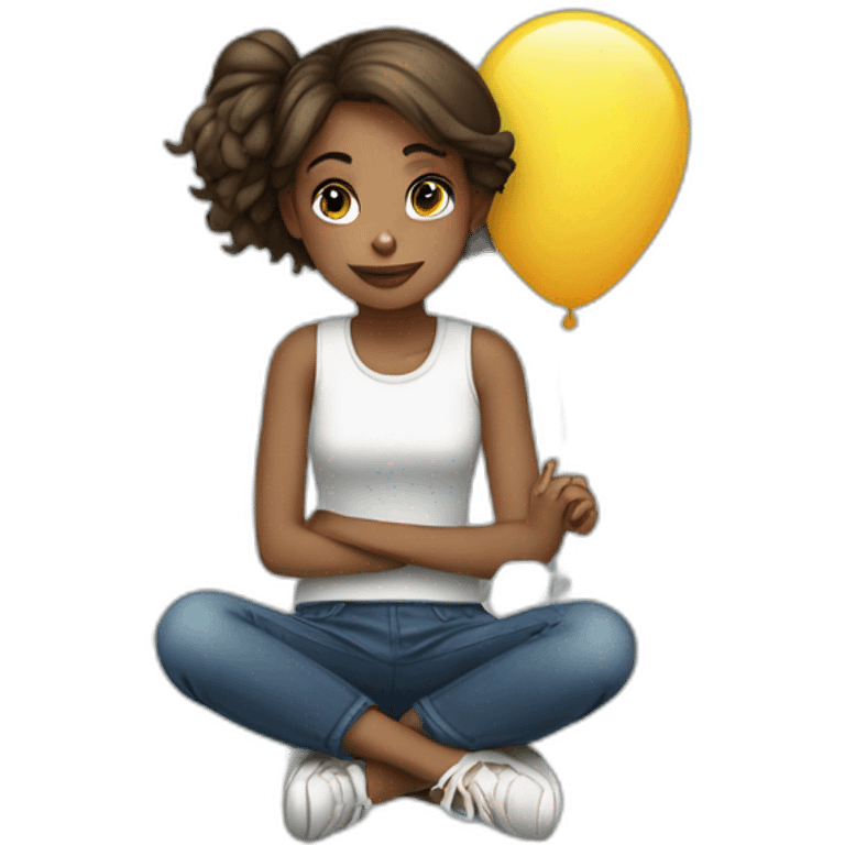 girl sitting opn balloon emoji