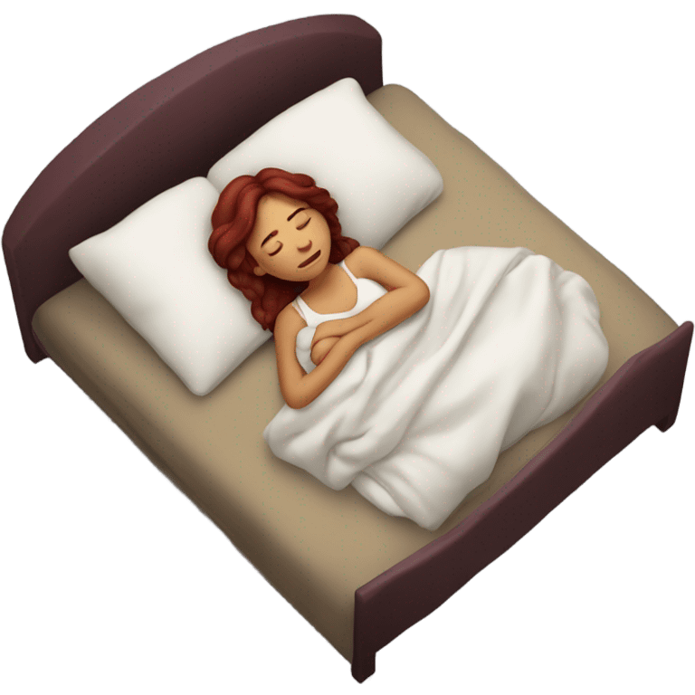 Burgundy haired girl sleeping in bed emoji