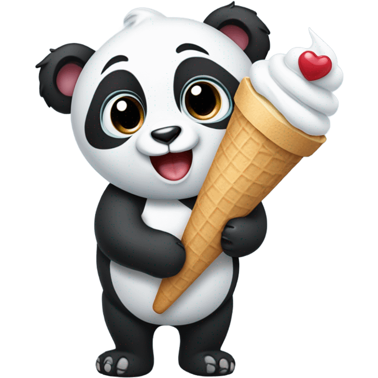 Panda eating ice cream emoji