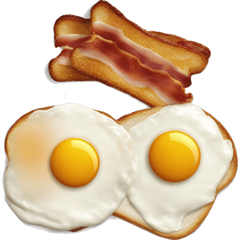 “Two fried eggs, crispy bacon, and buttered toast on a plate.” emoji