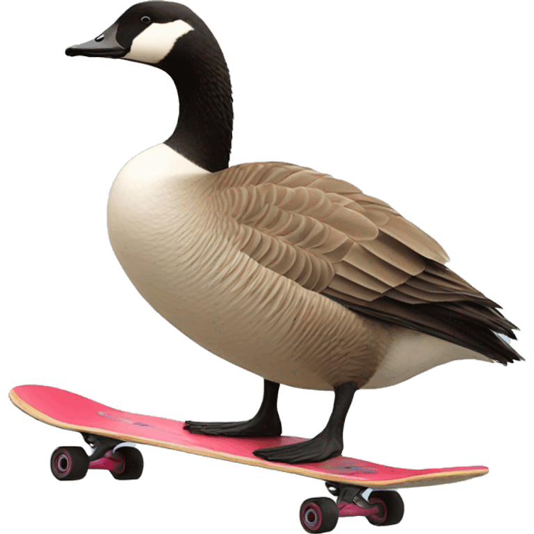 a canada goose riding a skateboard emoji