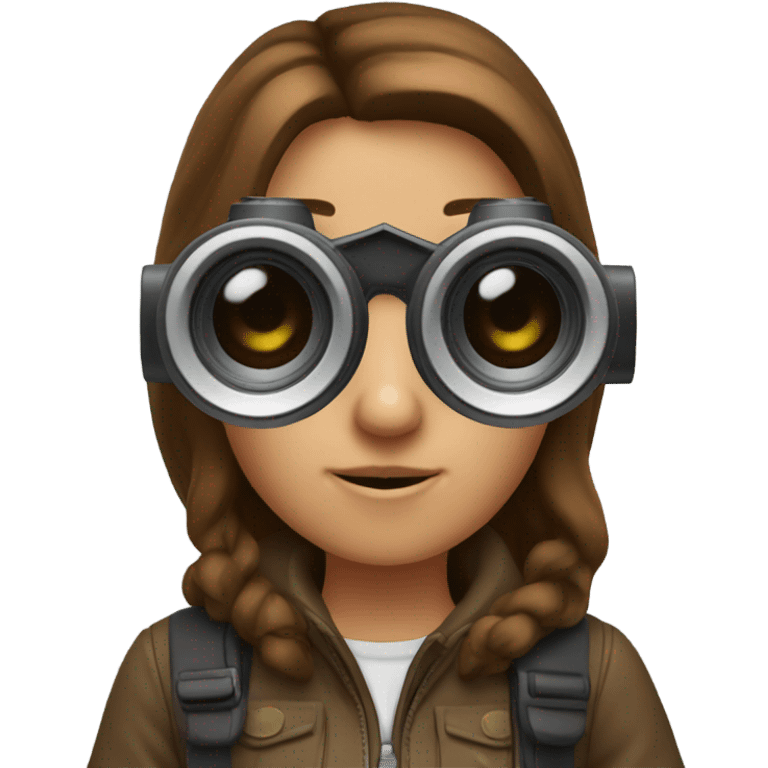 Brown haired girl with binoculars emoji