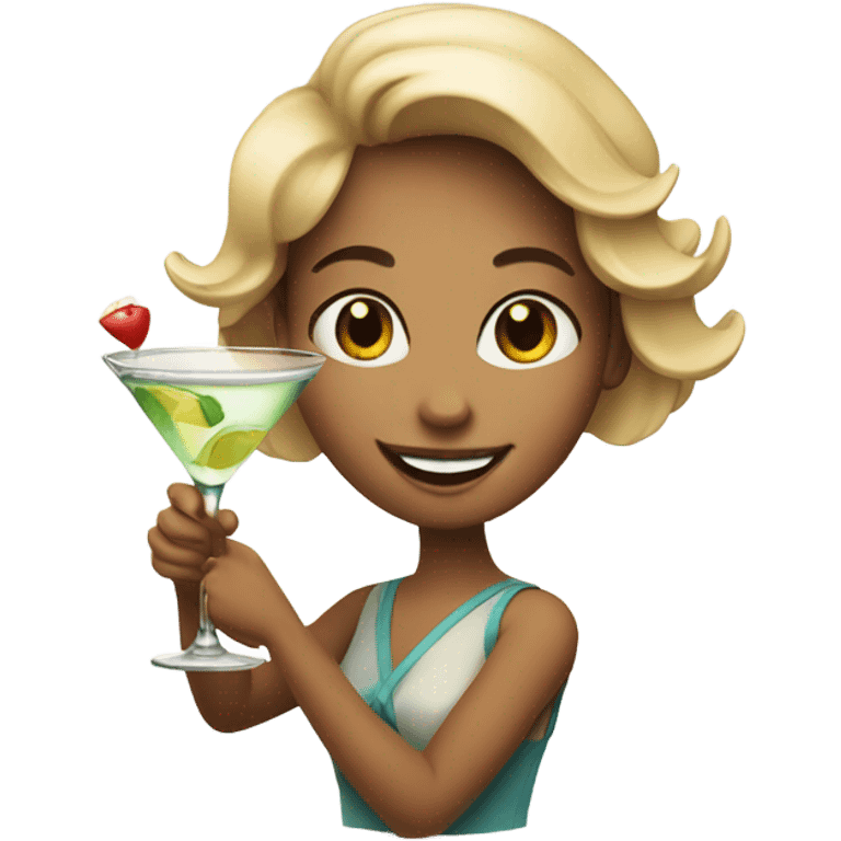 smiling girl with martini drink in hand emoji