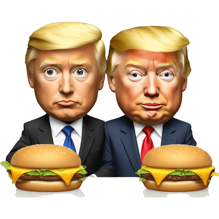 realistic donald trump and elon musk eating a burger - mcDonalds emoji