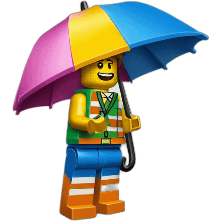 Paraguas muchos colores lego emoji