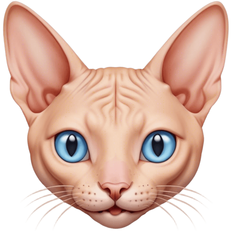 Happy Sphynx Cat with light blue eyes emoji