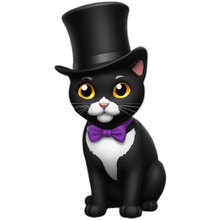 Black Cat with top hat and mustache emoji