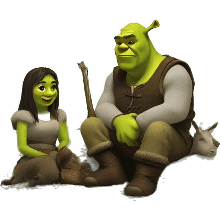 shrek and donkey chilling in a swamp emoji