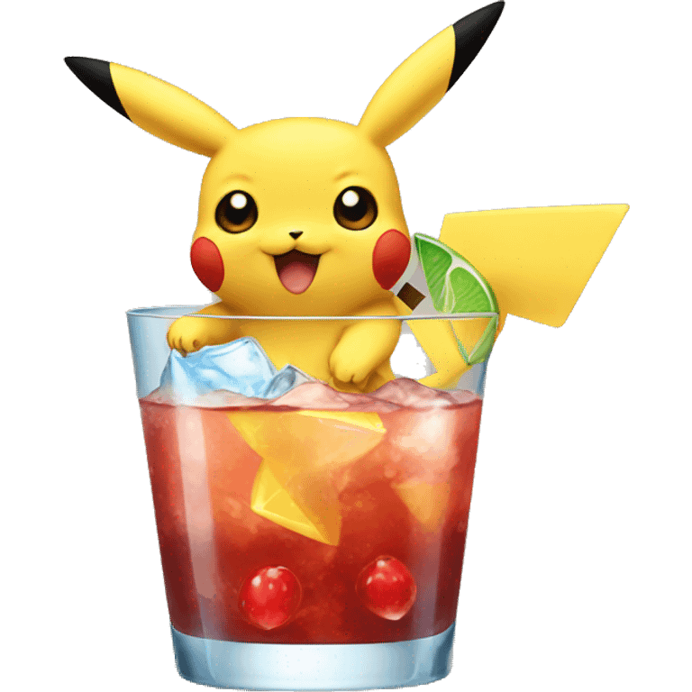 pikachu drinking cocktail emoji