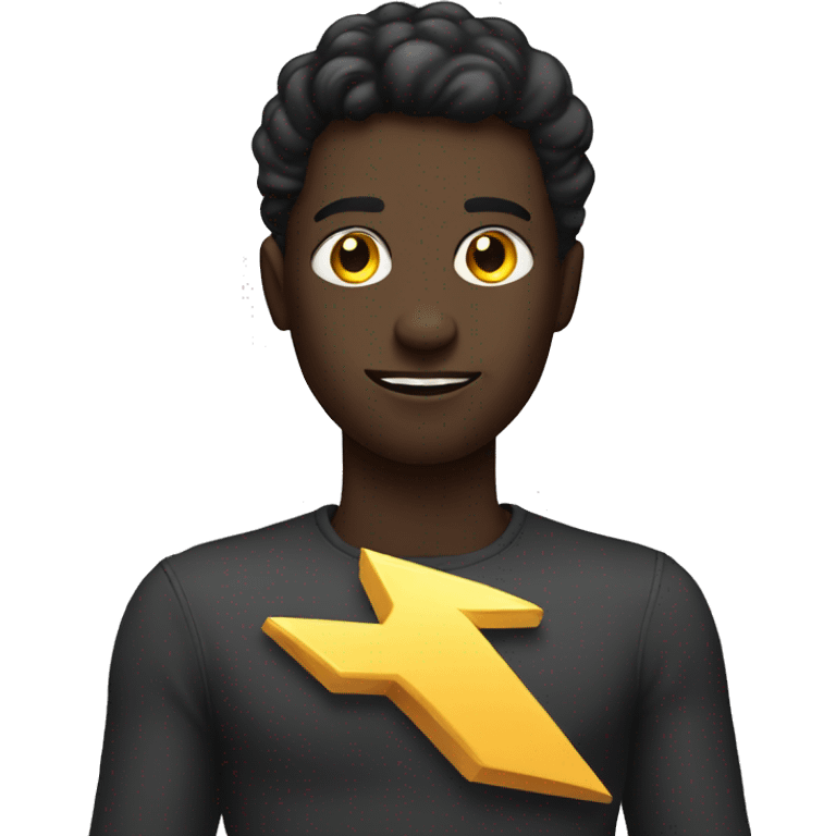 Dark skinned sist holding lightning bolt emoji