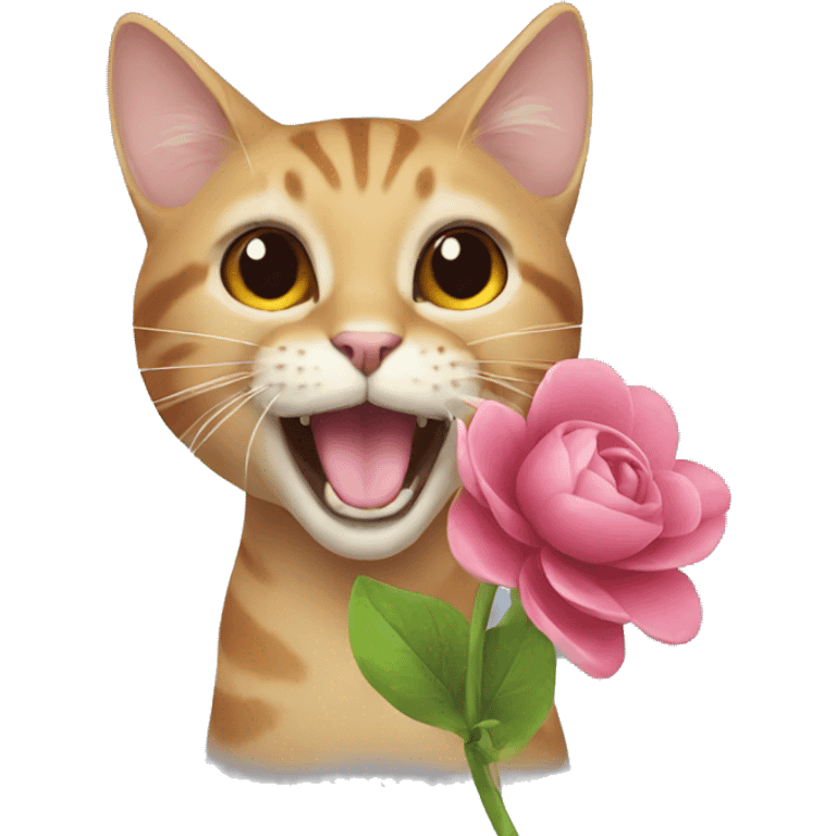 Cat flying with a flower in her mouth  emoji