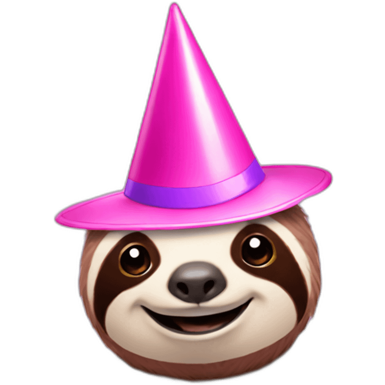 Pink sloth with party hat emoji