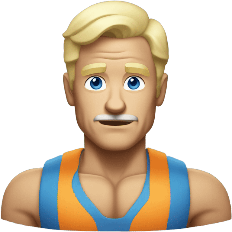 old white man with blue eyes and blonde hair and muscles emoji