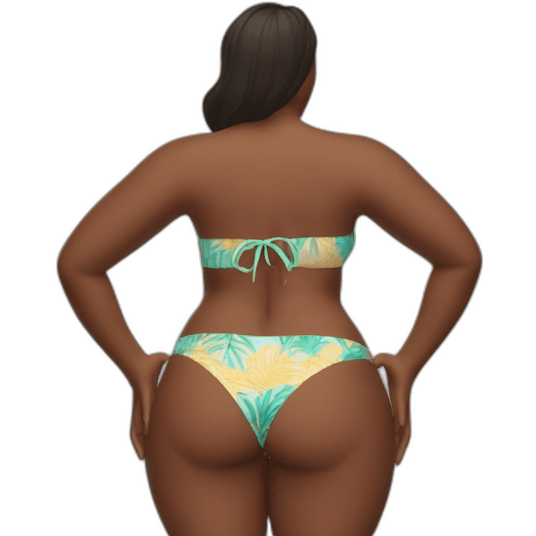 Detailed Slim-thicc Caucasian woman bikini pose (behind view) emoji