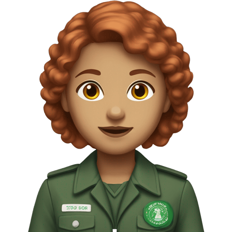 brownish red hair medium length girl scout in uniform emoji