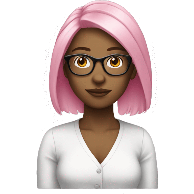 Pink hair, white woman whit glasses emoji