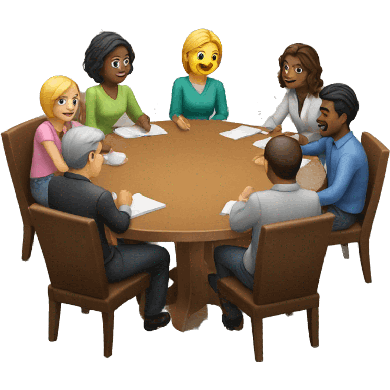 8 people sitting around a rounded table emoji