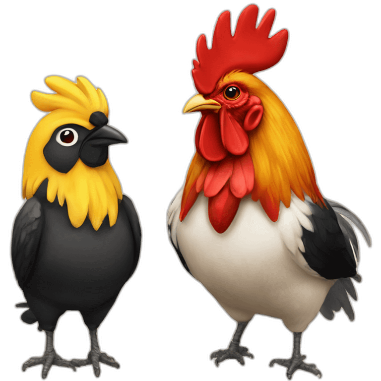 2 Tit birds and rooster emoji