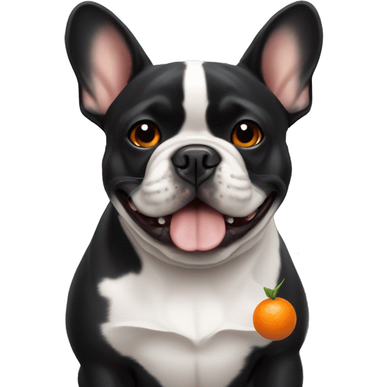 Black French bulldog with white chest and orange shiba inu  emoji