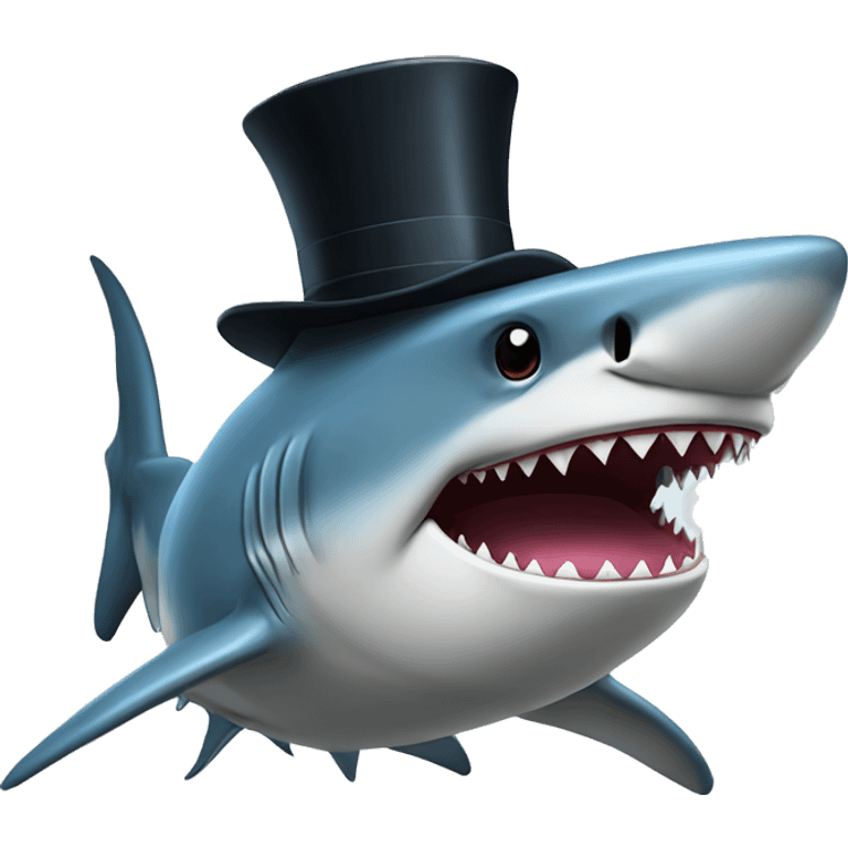 Shark with a top hat emoji