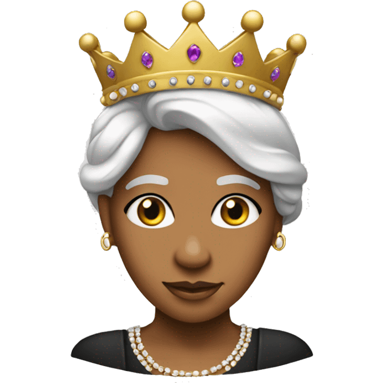 Create an emoji, background black, the queen 👑 badge on her head emoji