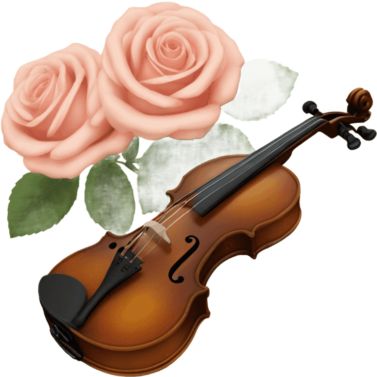 vintage violin and beige roses emoji