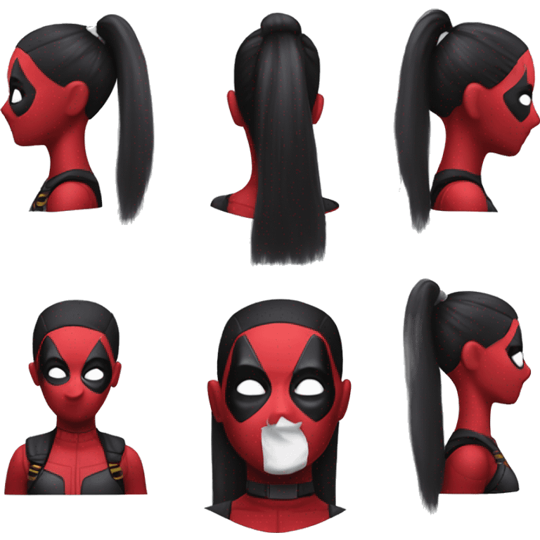 Deadpool character but she is a girl with high pony tail on top of her head emoji