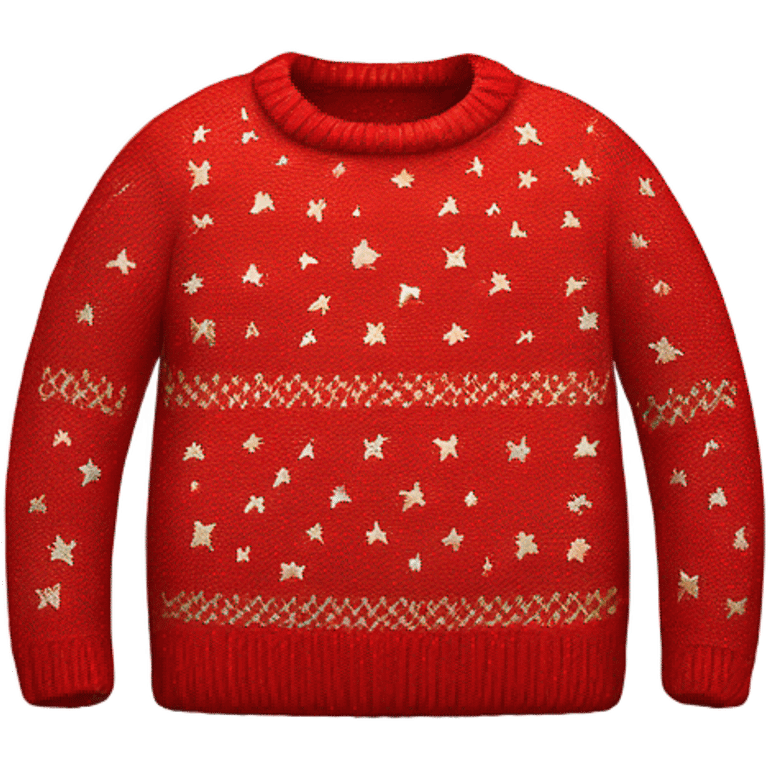 Knit red sweater with star patterned emoji