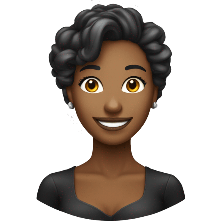 une belle femme d'affaire noir ayant un très beau sourire avec des cheveux longs emoji