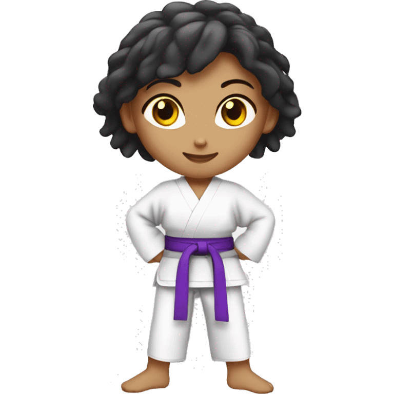 karate girl whith straig hair and violet belt emoji