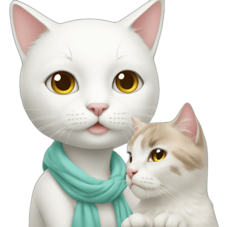 white cat with a girl emoji