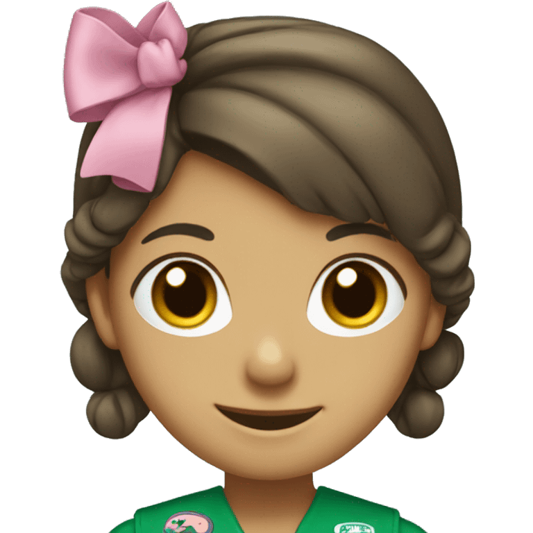 smiling girl with hair bow as a Girl Scout leader emoji