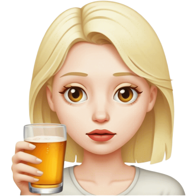 portrait of Drunk blonde girl emoji