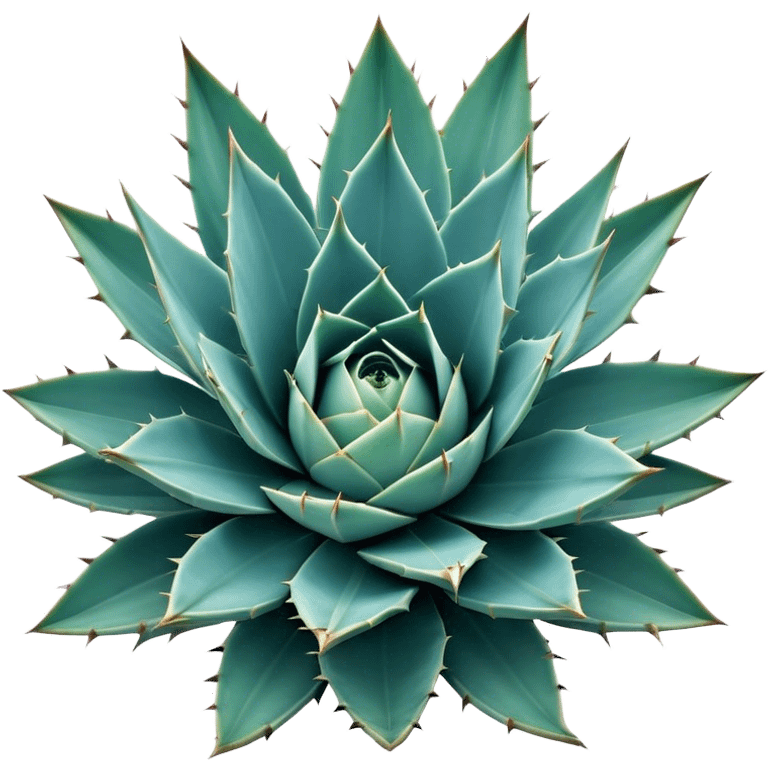 Cinematic Realistic Agave Emoji, Bold and spiky, with long, pointed leaves forming a rosette pattern. The sharp edges and soft blue-green hue exude a sense of rugged beauty and desert resilience. Soft glowing outline, capturing the essence of survival and strength in a striking agave plant! emoji