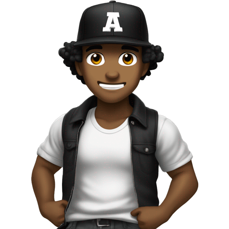 Brown guy whit black baseball hat,  The Boondocks Riley style, shaking hads emoji